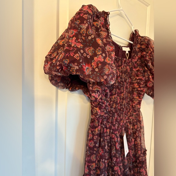 Ivy City Co Burgundy Floral Long Sleeve Dress - Picture 4 of 8